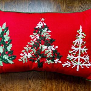 New without tags Threshold Christmas Oblong Embroidered Pillow approx. 13" x 22"